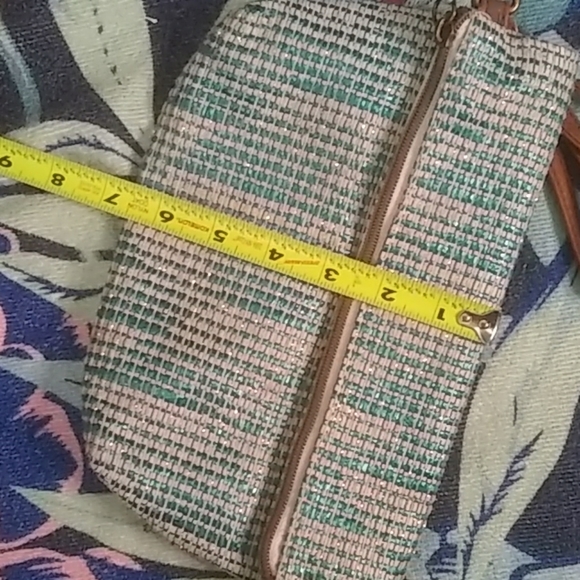 Sparkly Teal Stitched Crossbody / Clutch w/ Tassel - Picture 7 of 8